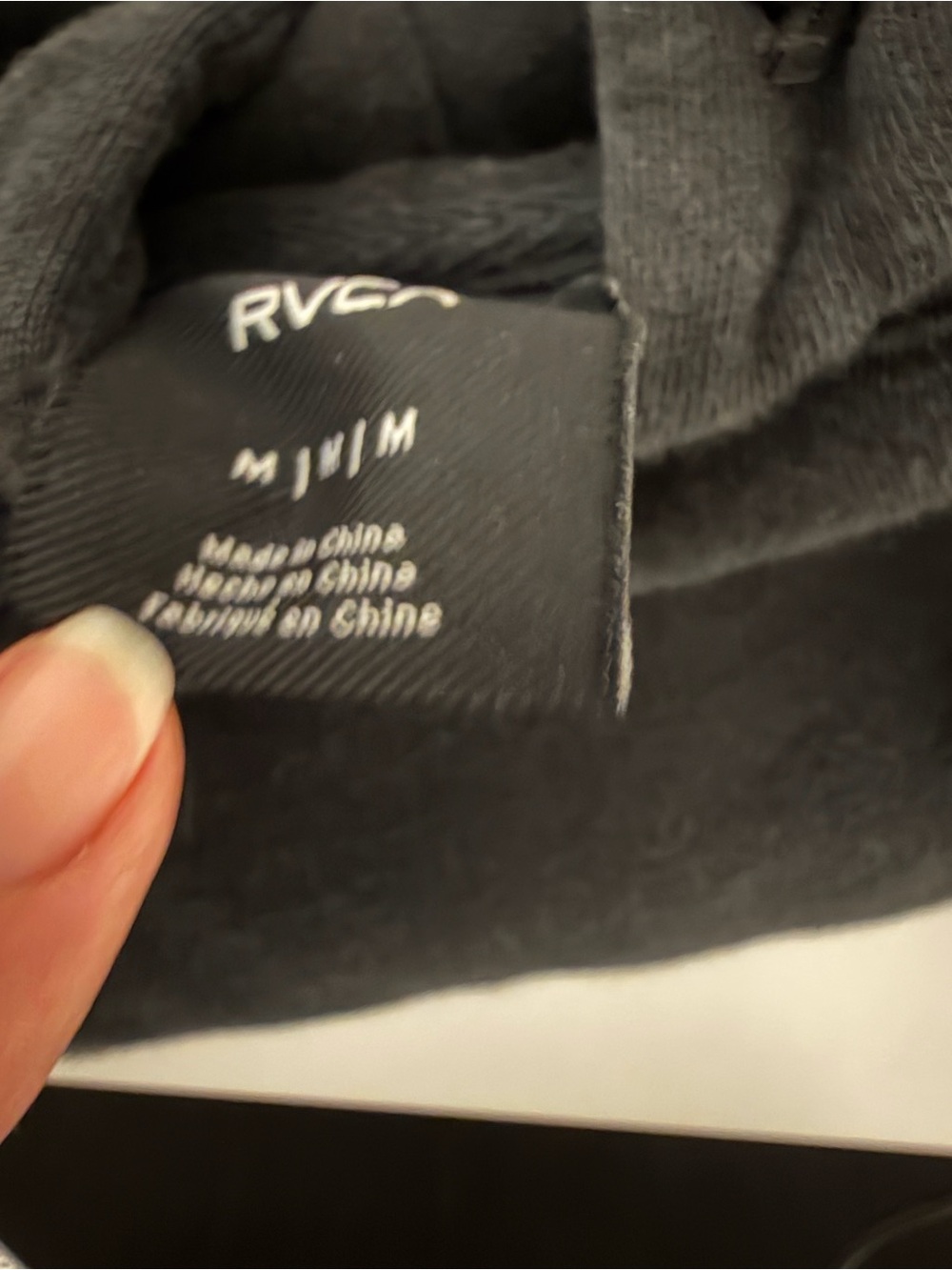 RVCA Black Hoodie with White Chest Logo - Picture 3 of 3